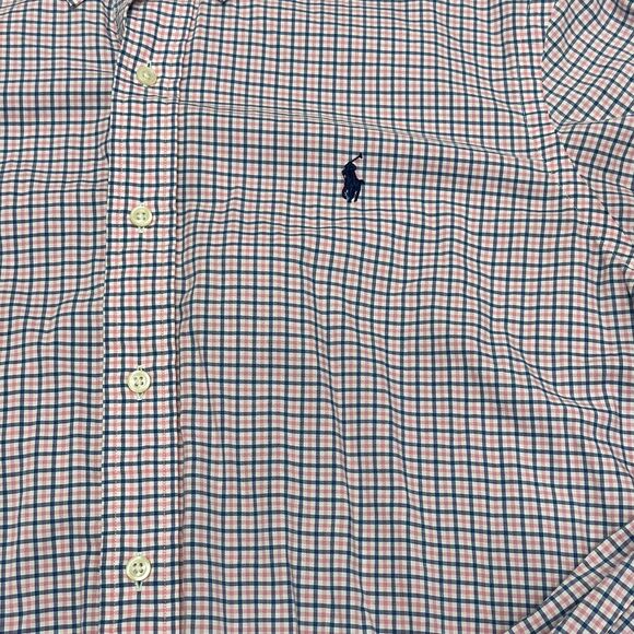 Ralph‎ Lauren Men's Large Classic Fit Pink Blue Checks Button Shirt Long Sleeve - Picture 3 of 8